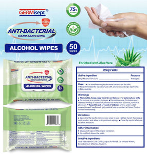 Pallet of Germisept Multi-Purpose Antibacterial Alcohol Wipes (50 Count) (1728 Packs)